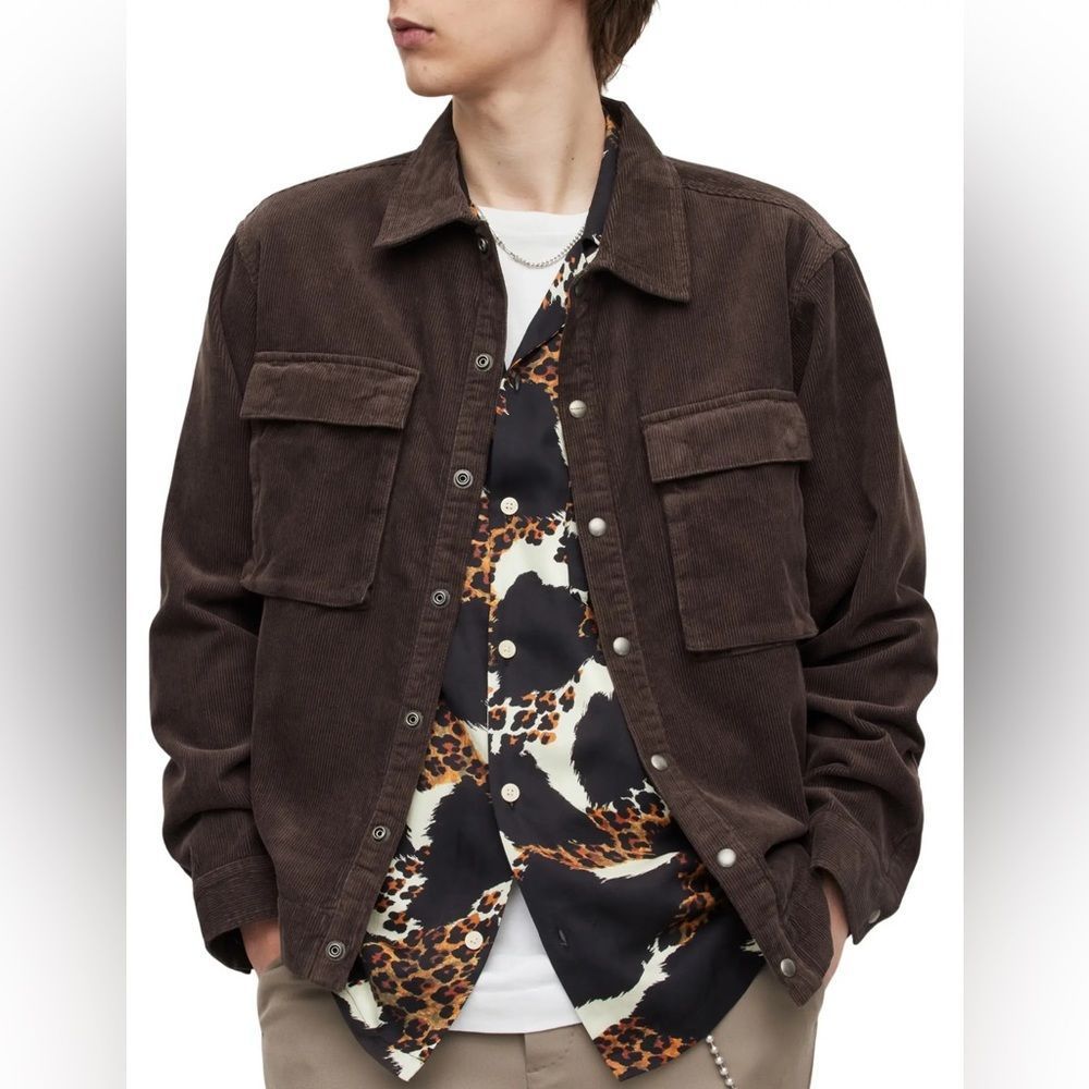 All Saints Natt Brooklyn Brown Corduroy Organic Cotton Blend Jacket Size L